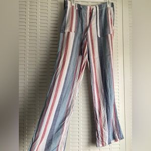 Pinstripe Wide Leg Flowy Striped Pants Trousers